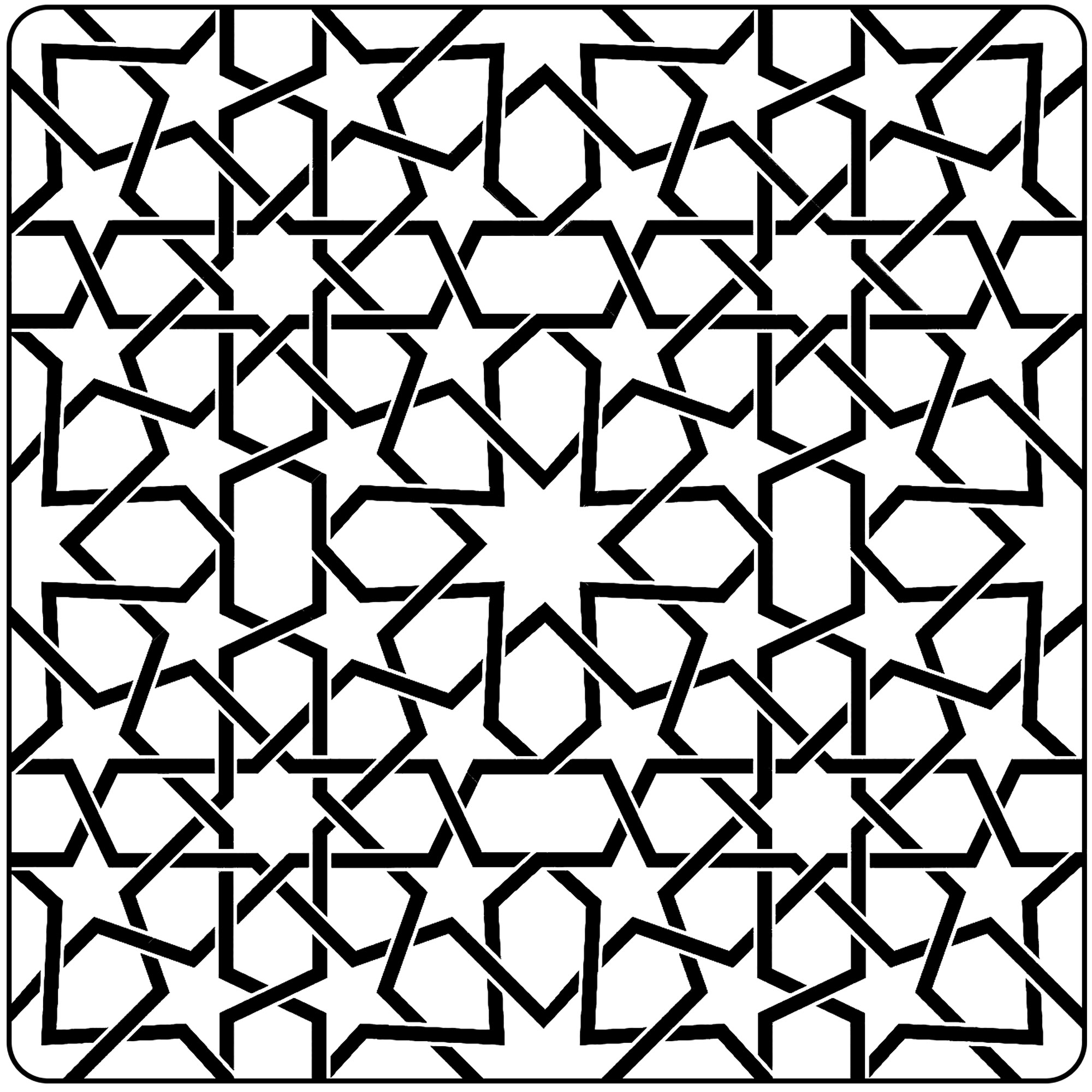 Moorish art - unfinished lines. Pretty motifs inspired by Moorish art. Note that the lines aren't finished, so the shapes aren't full, so coloring this coloring can be tricky!