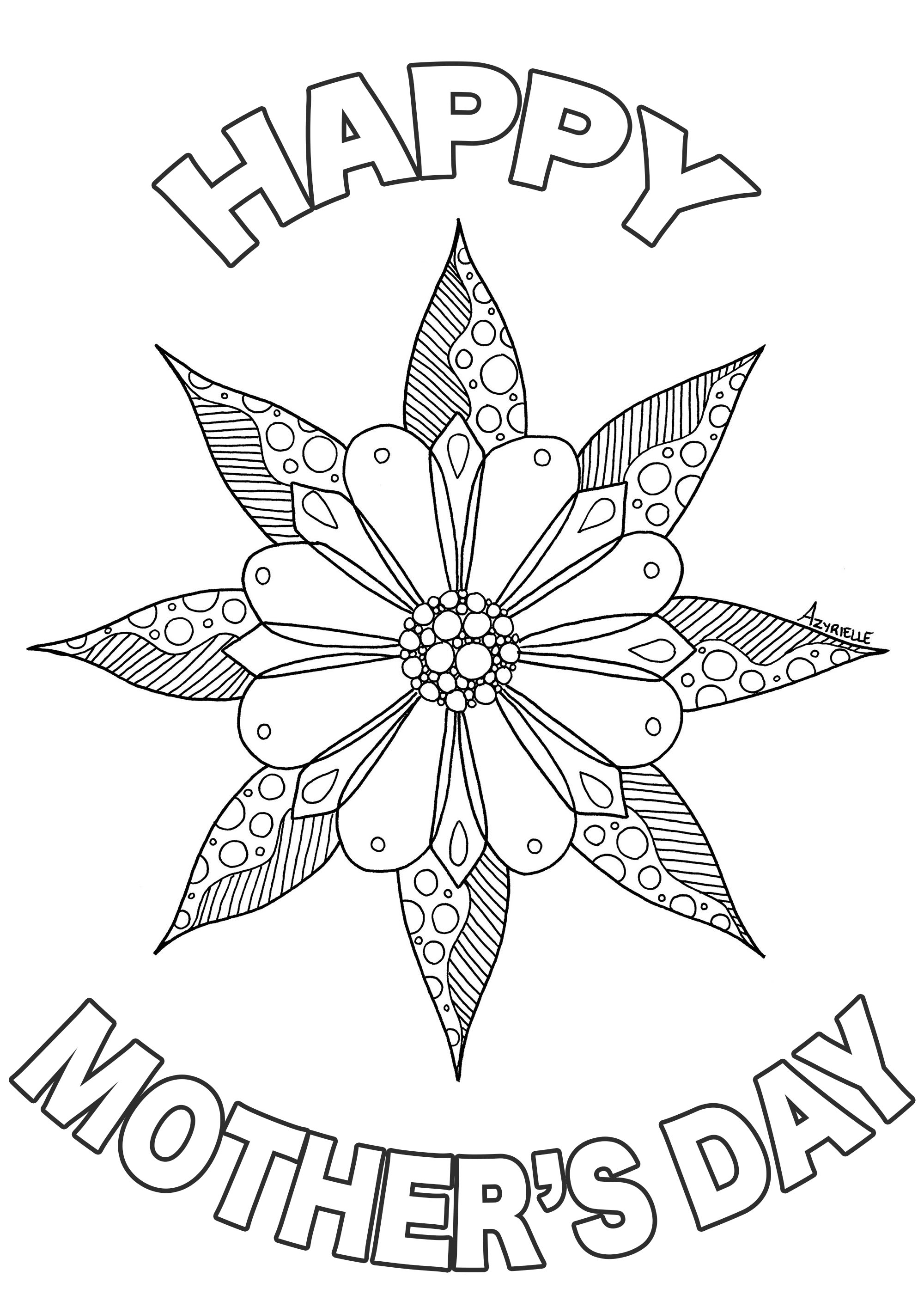 Happy Mother's day coloring page : beautiful flowers