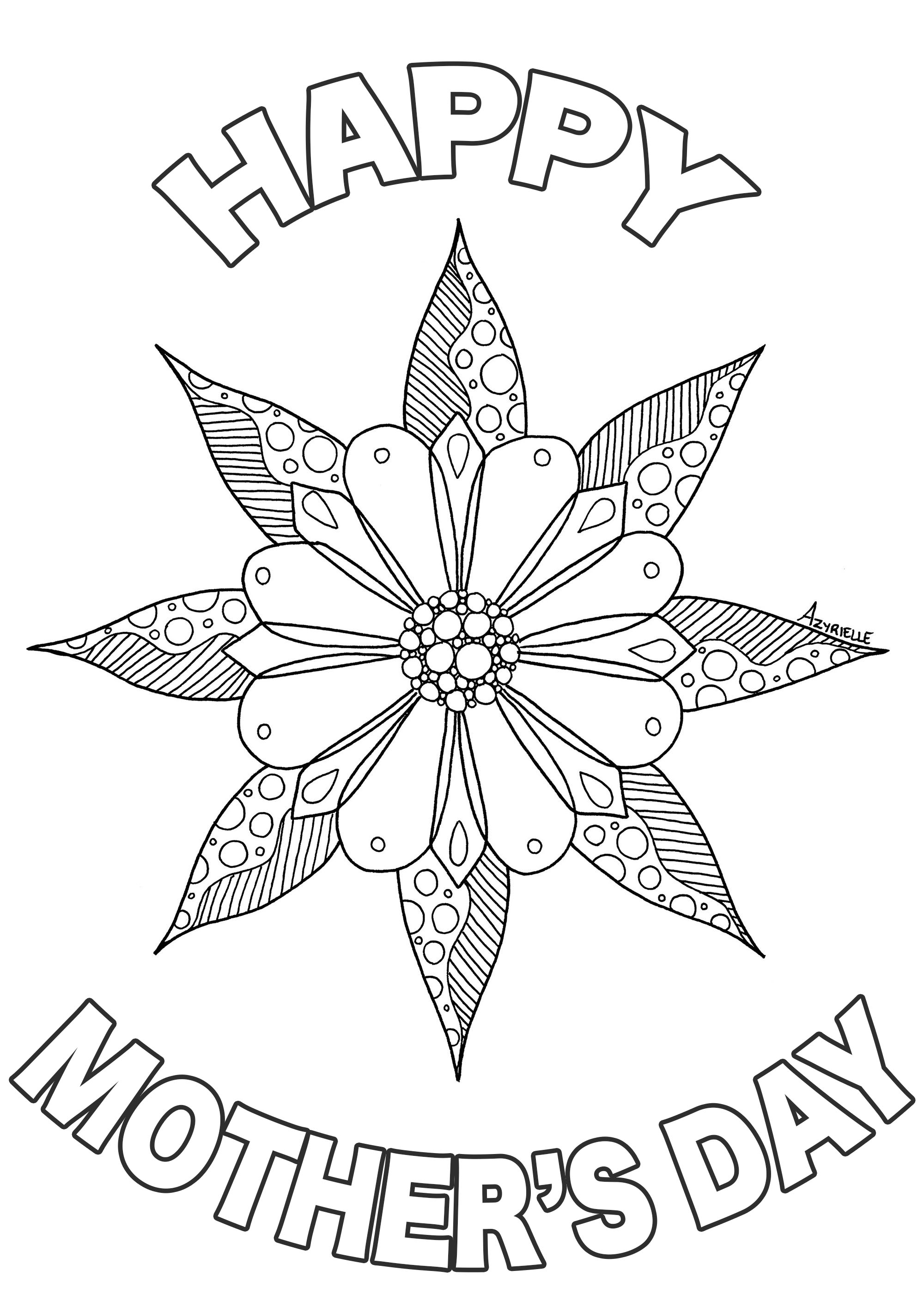 Happy Mother's day coloring page : beautiful flowers, Artist : Azyrielle