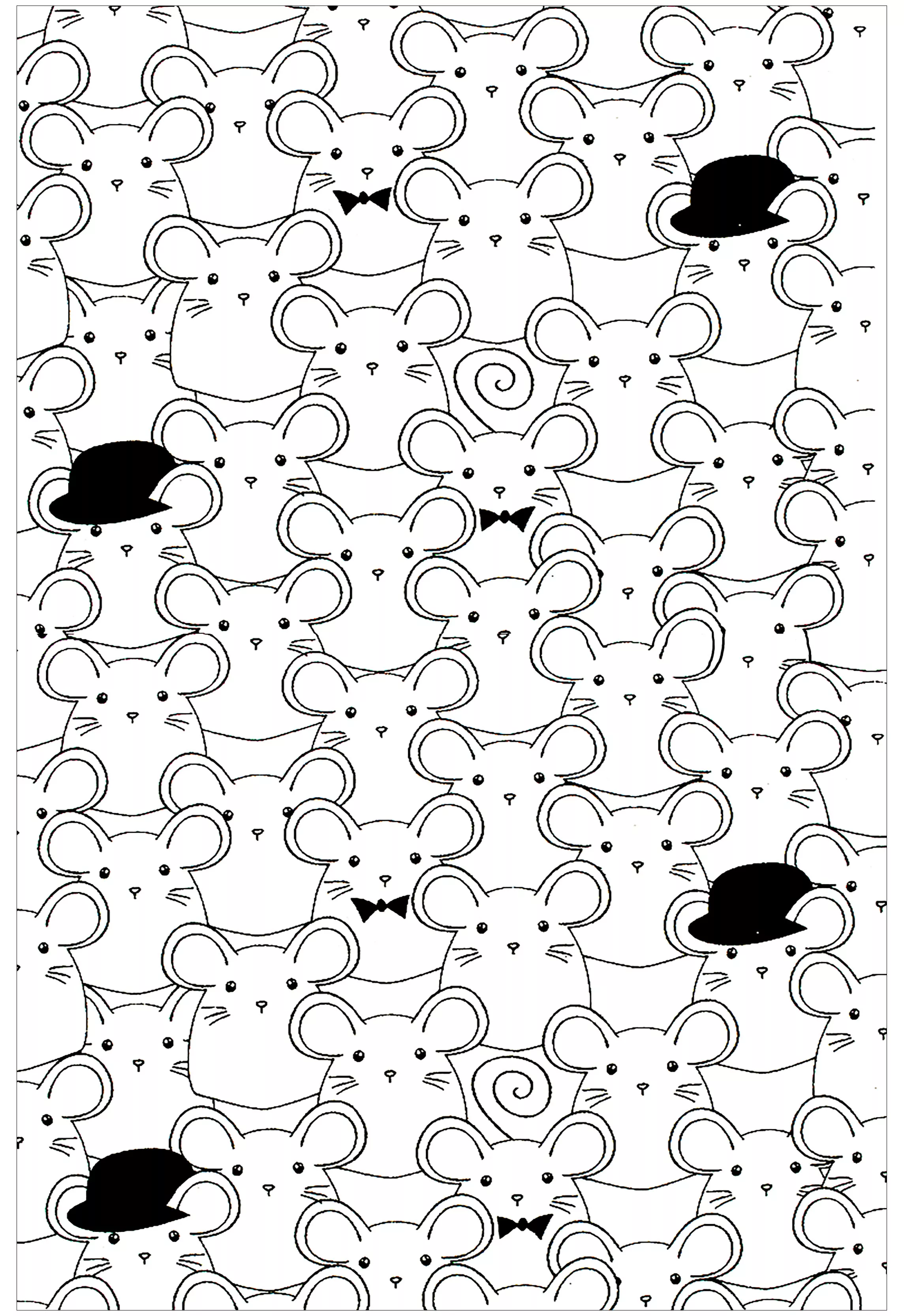 Little mouses (Printable Coloring Page for adults)