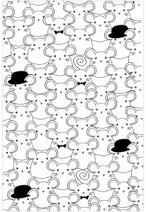 Coloring page adult little mouses