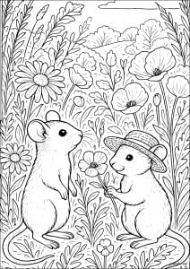A gentle encounter among flowers