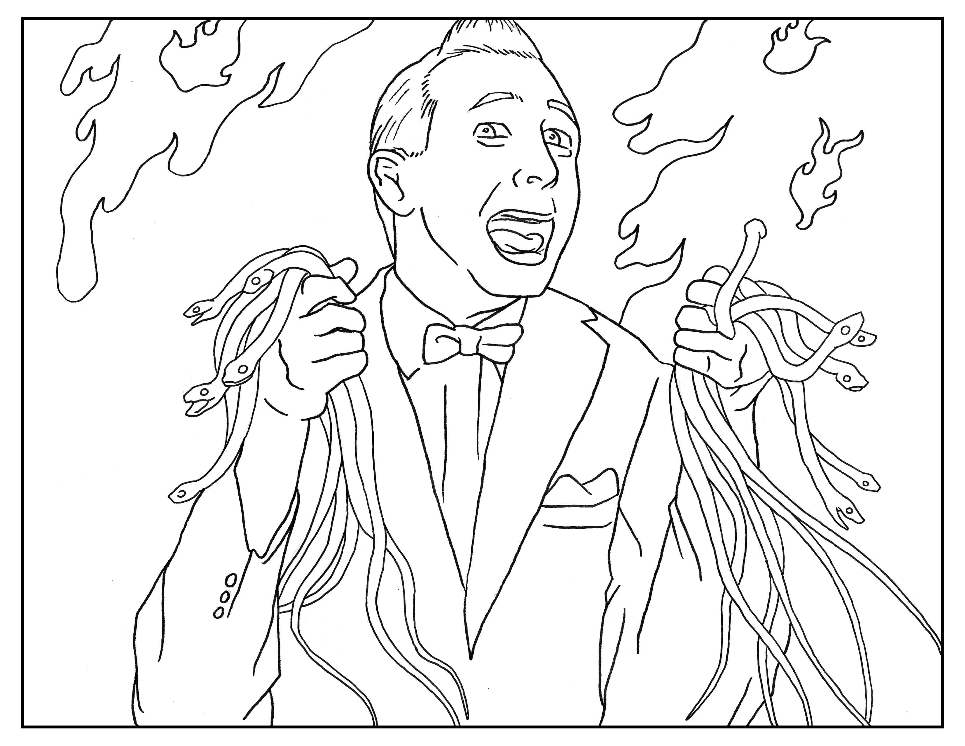 Coloring page inspired by Tim Burton's movie Pee wee Big Adventure