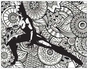 Printable Movie Coloring Page for adults : Catwoman