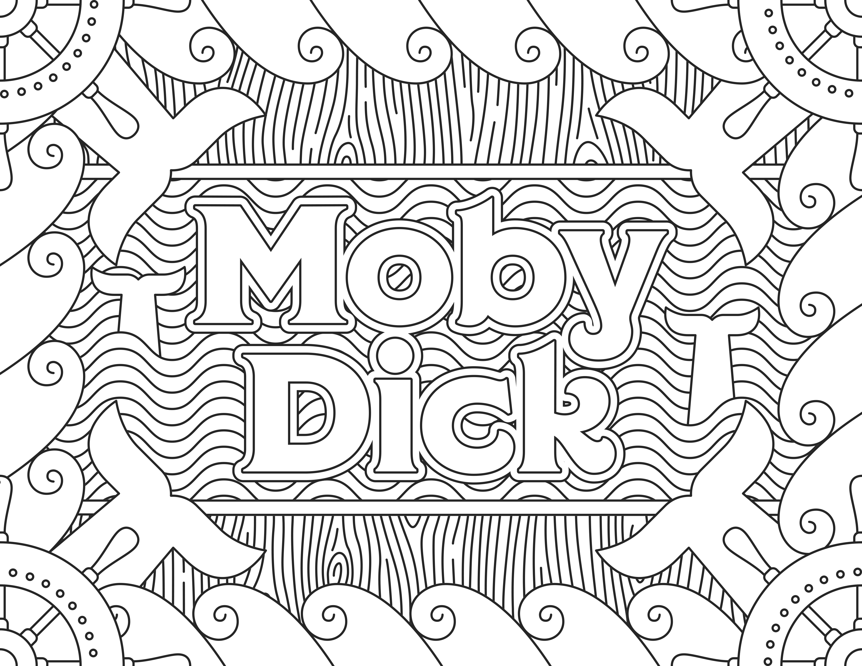 Coloring page inspired by the Movie 'Moby Dick', for the website Readers.com.