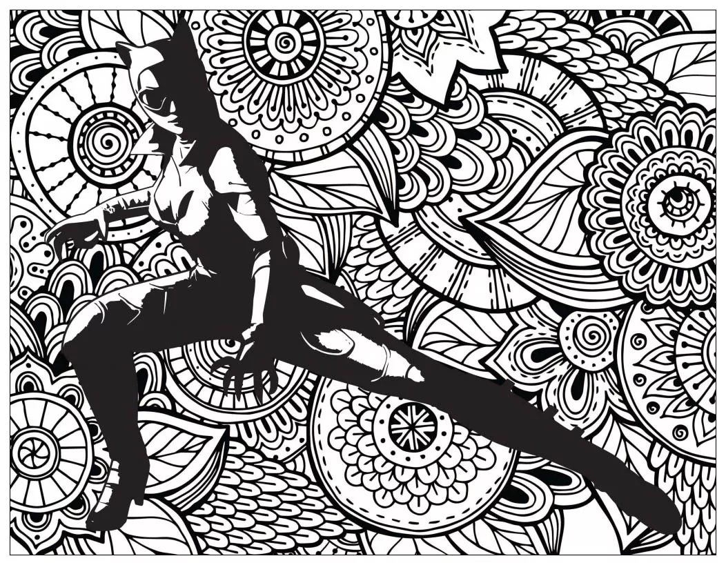 Catwoman (Printable Movie Coloring Page for adults)