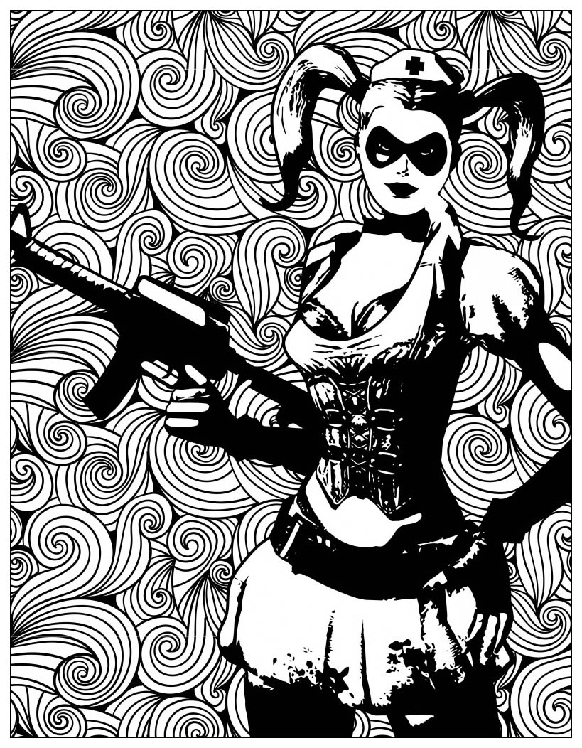  Batman  villains harley quinn Movies Adult  Coloring  Pages 