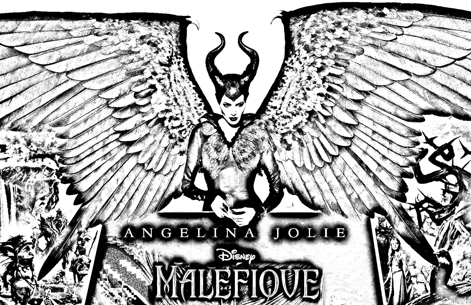 Maleficent wings (Printable Movie Coloring Page for adults)