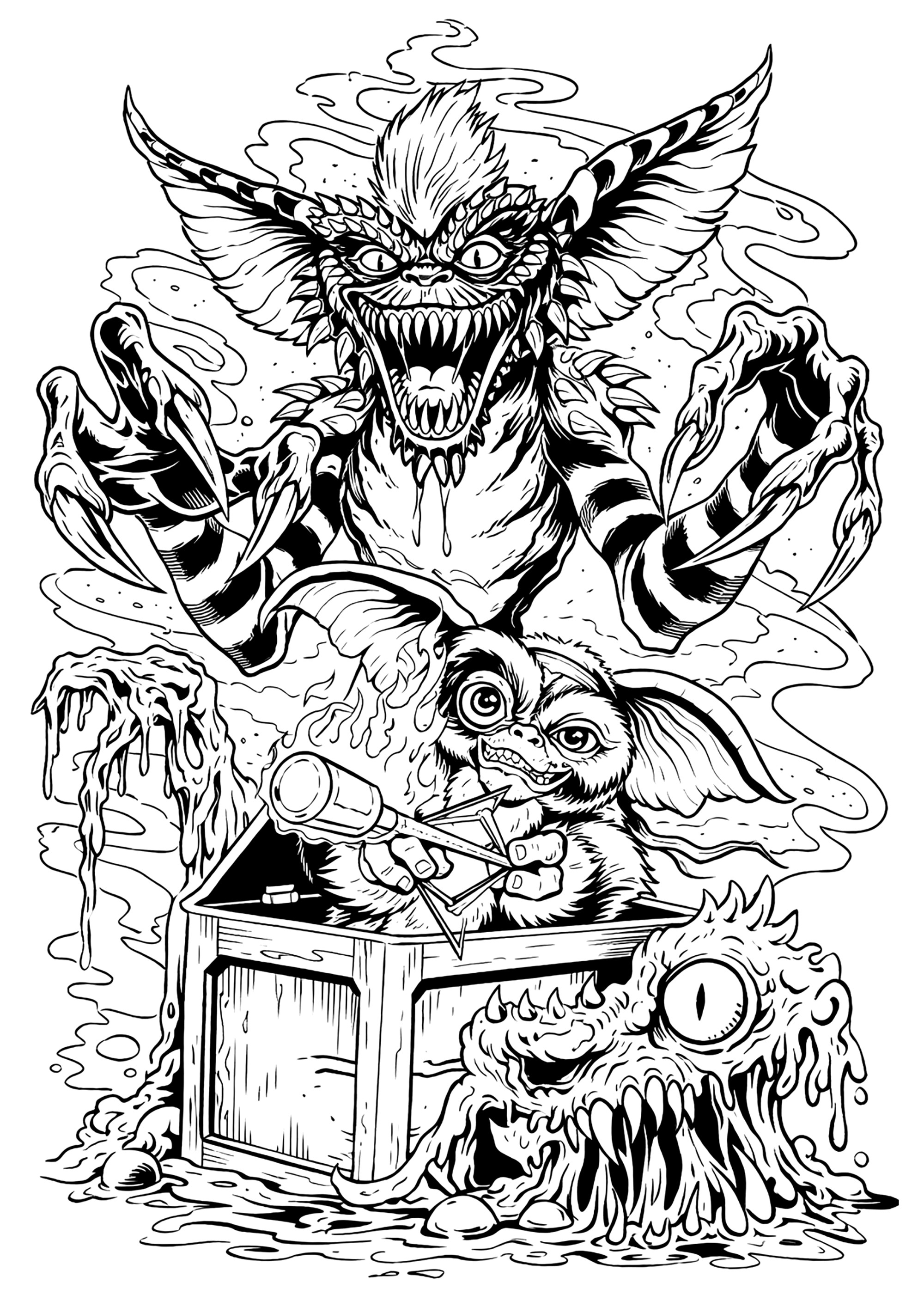 The Gremlins (Printable Movie Coloring Page for adults)