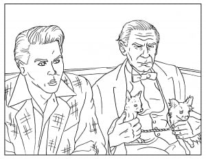 Coloring page inspired by Tim Burton's movie Ed Wood, with Johnny Depp
