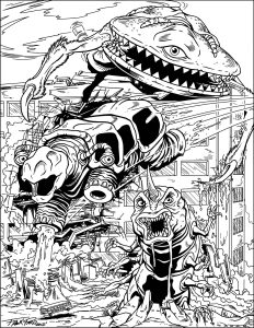 Printable Myths & legends Coloring Page for adults : Big monsters