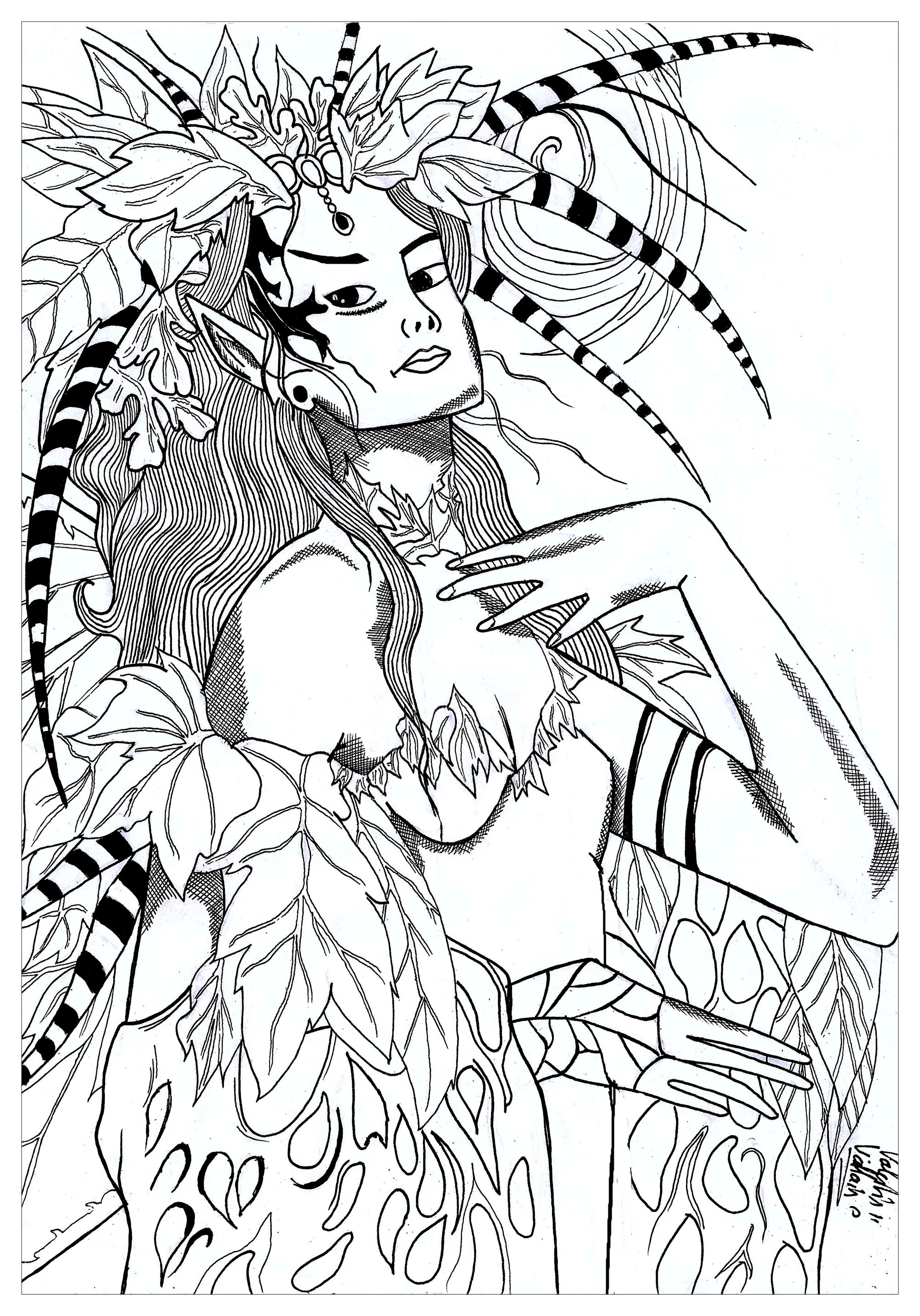 Fairy nature for valentin Myths legends Adult Coloring Fairy nature for valentin Myths legends Adult Coloring