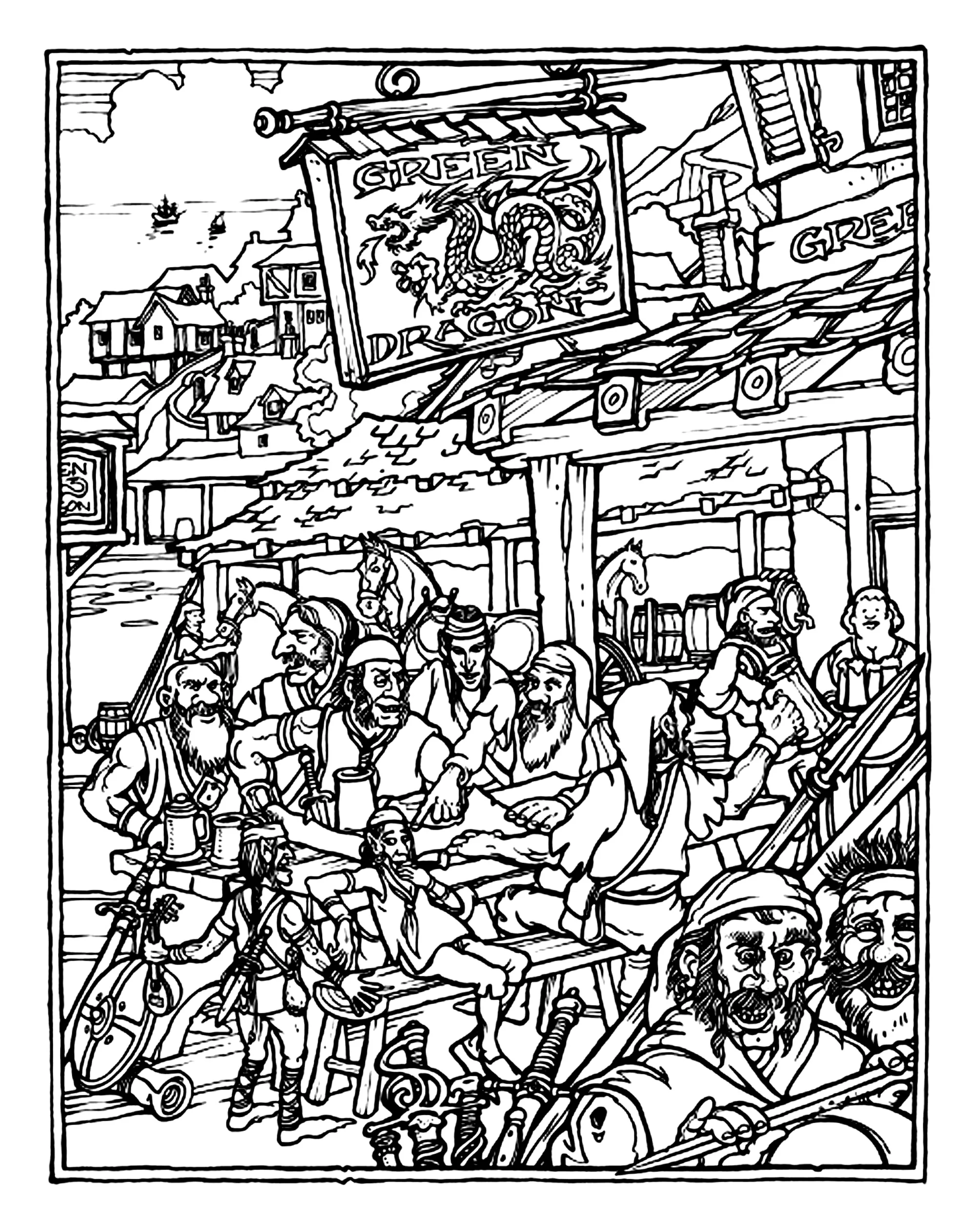 Advanced dungeons and dragons (Printable Myths & legends Coloring Page for adults)
