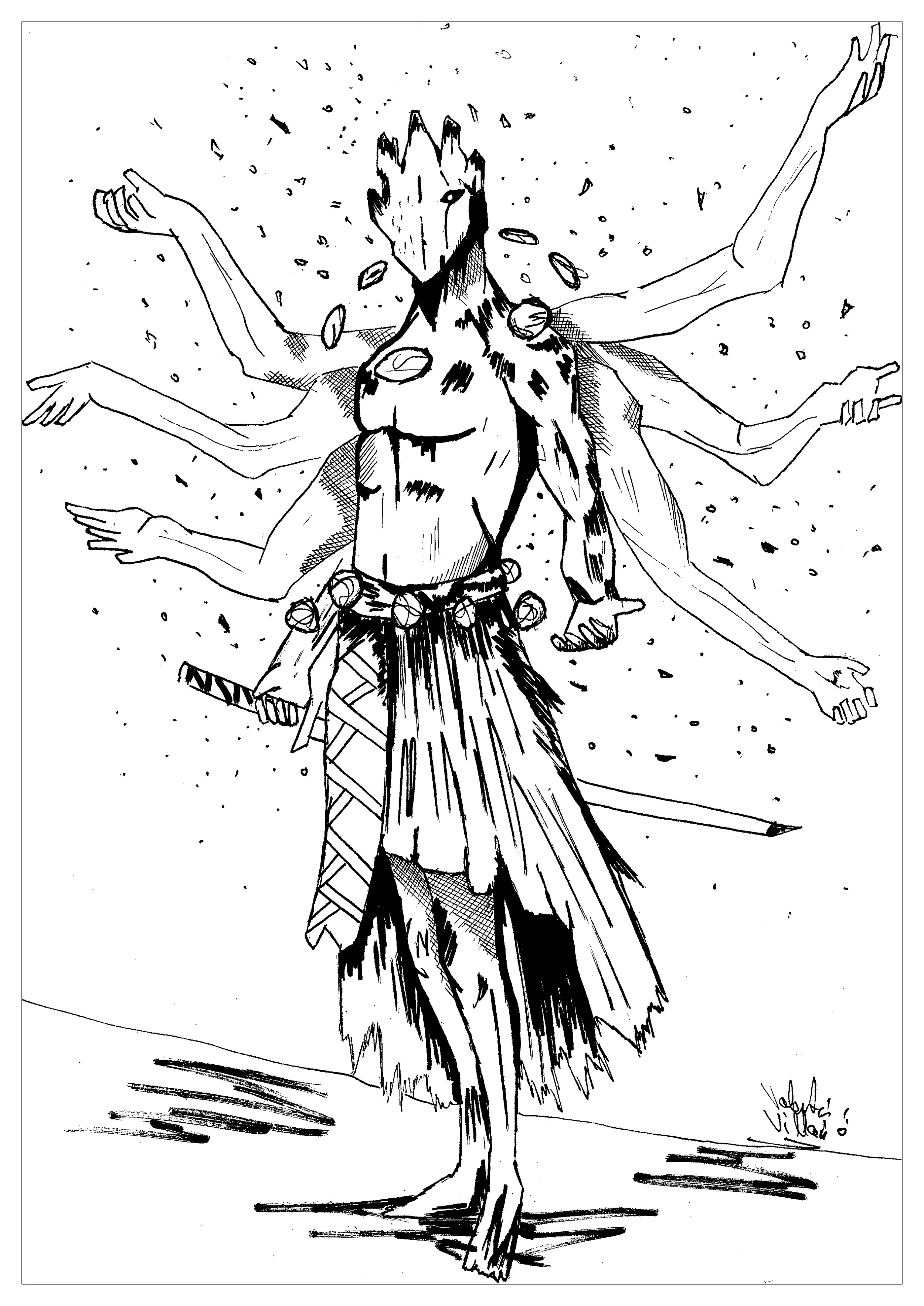 Master fight for valentin (Printable Myths & legends Coloring Page for adults)