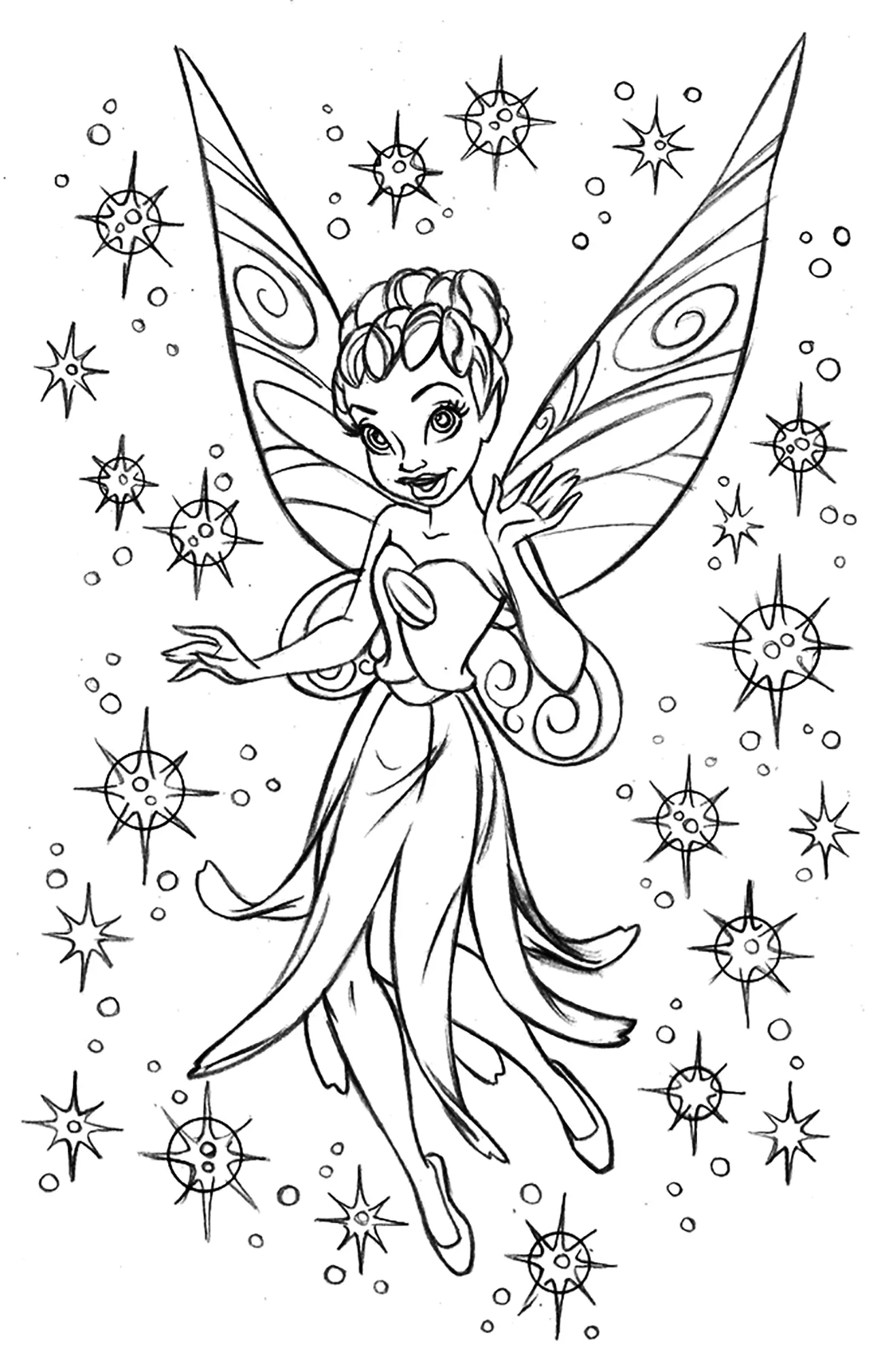 Fairy tinckerbell (Printable valentin Coloring Page for adults)