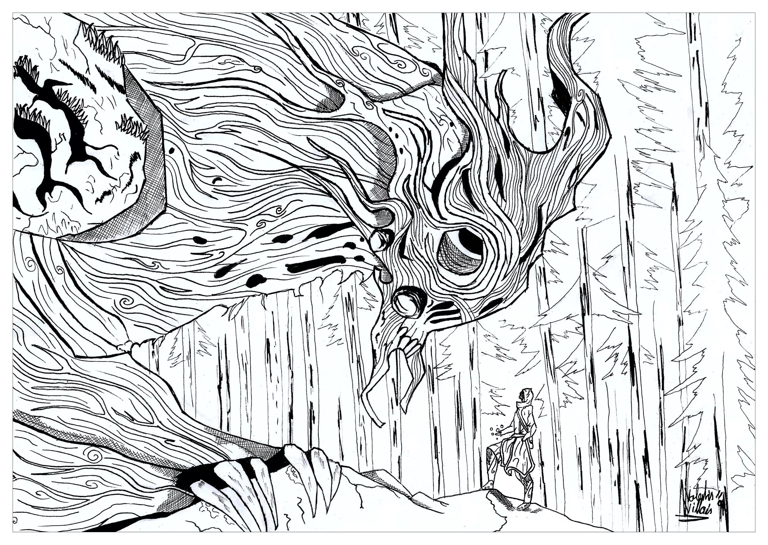 Spirit for valentin (Printable Myths & legends Coloring Page for adults)