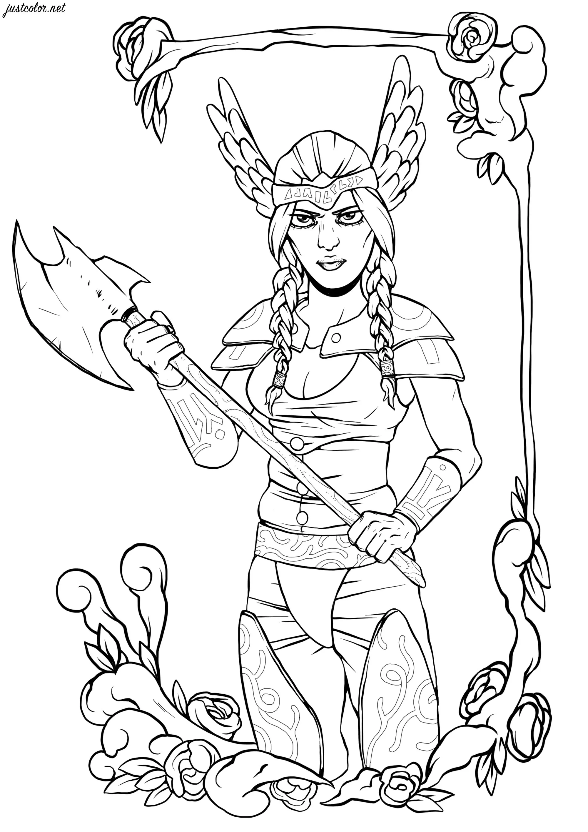 The Northern Goddess (Printable valentin Coloring Page for adults)