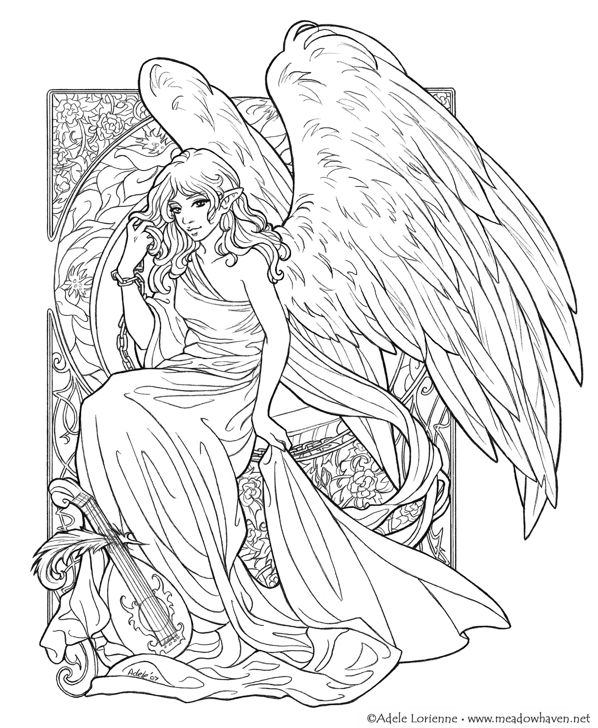 Download Wings girl - Myths & legends Adult Coloring Pages