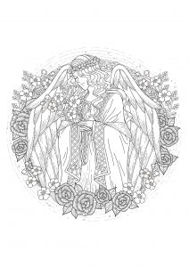 Coloring page adults angel