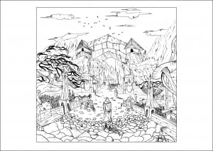 Coloring page adult Coloring landscape by valentin