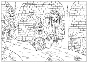 The hobbit, the moment in the tavern (Myths & legends Coloring Page)