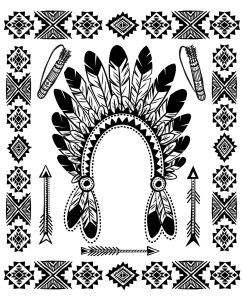 Coloring page native american indian chief headdress