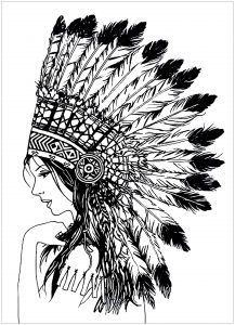 Coloring beautiful indian woman