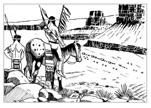 Indians keeping watch (Native American Coloring Page)