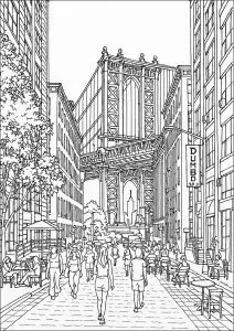 Mythical view of New York's Manhattan Bridge