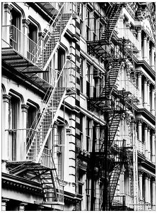 Coloring adult typical new york stairs in china town