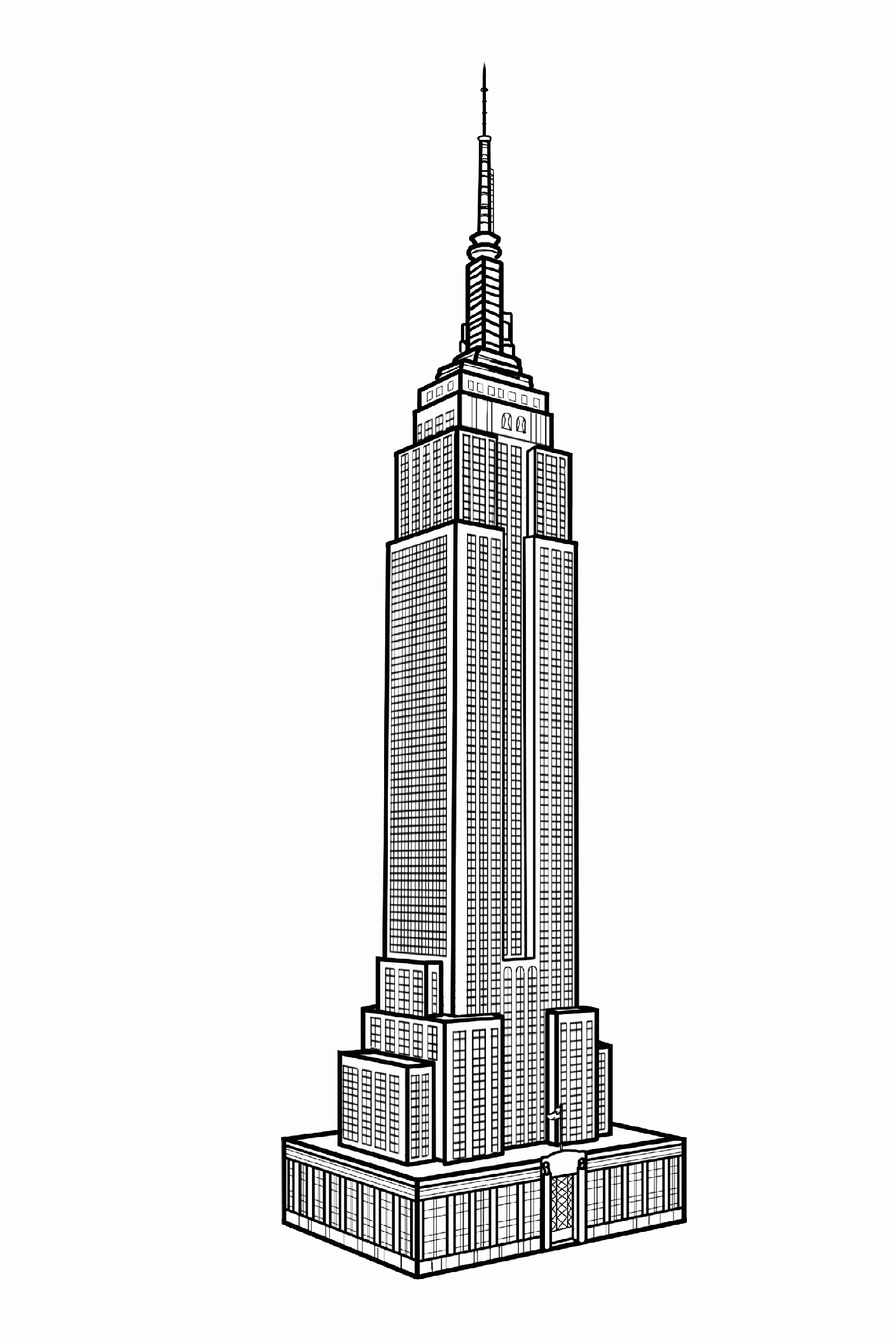 Coloring page for adult of the Empire State Building : hundreds of windows ... choose your own style : realistic, pop art, psychedelic ..