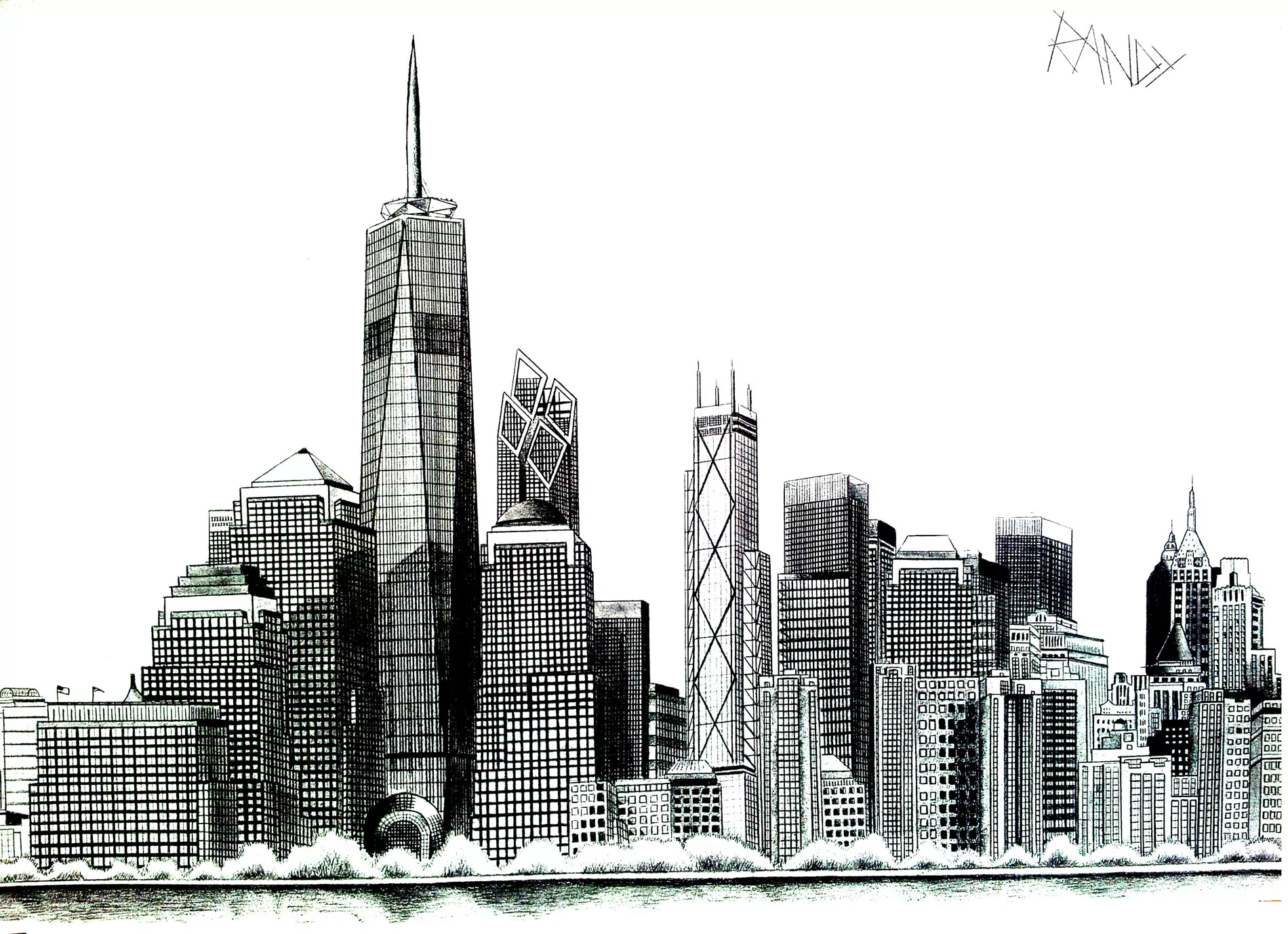 New york liberty tower (Printable Coloring Page for adults)