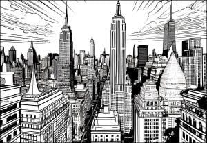Central view of Manhattan (New York Coloring Page)