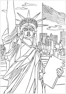Printable Statue Of Liberty complex coloring sheets for adults
