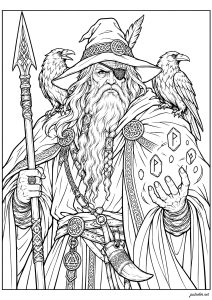 Odin, the traveler with the ravens