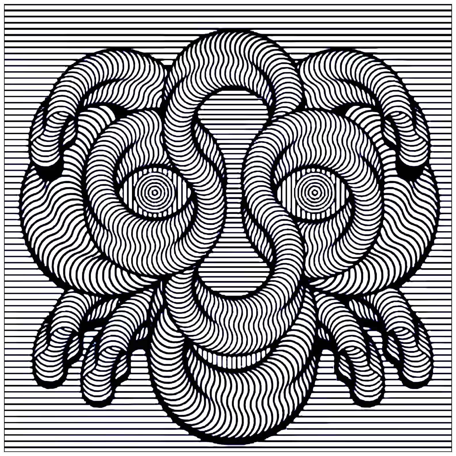 Hypnotic face (Printable Optical Illusions (Op Art) Coloring Page for adults)