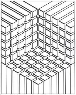 Illusion optic cubes (Printable Optical Illusions (Op Art) Coloring Page for adults)