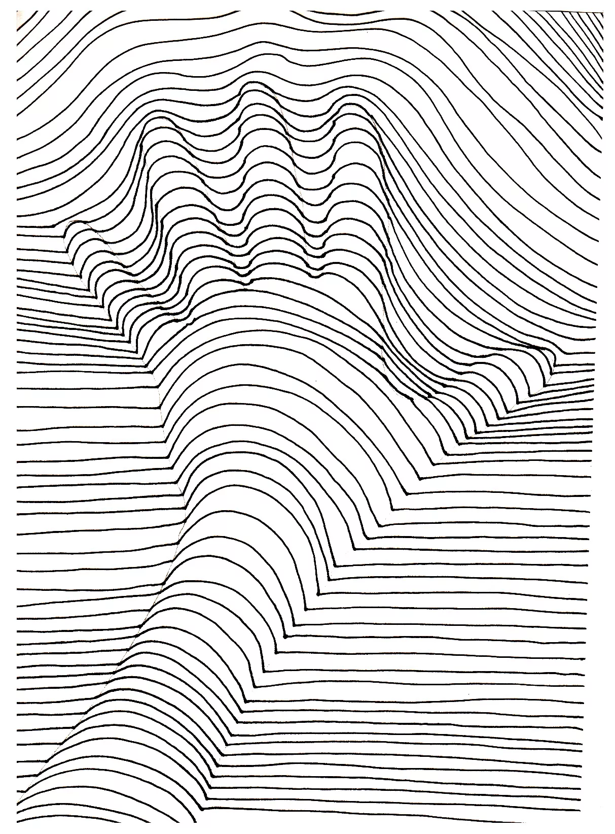 Op art illusion optique main (Printable Optical Illusions (Op Art) Coloring Page for adults)