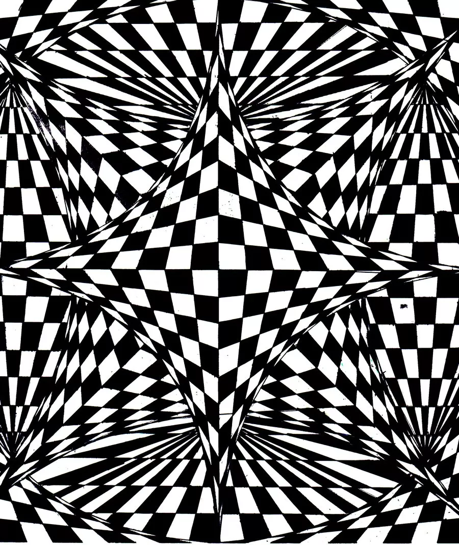 Op art illusion optique sky amethyst (Printable Optical Illusions (Op Art) Coloring Page for adults)