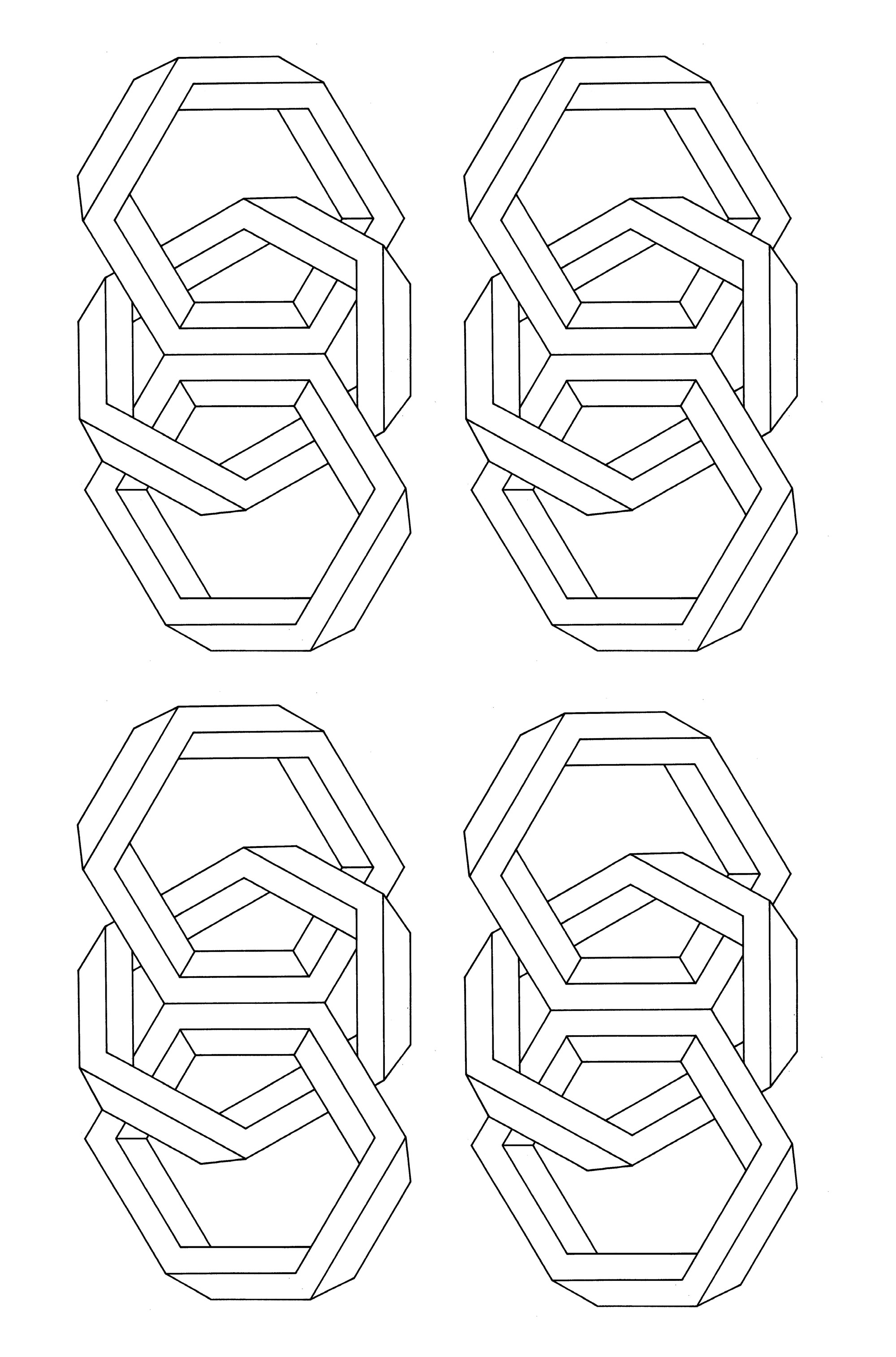 Simple coloring page with few forms with an impression of relief
