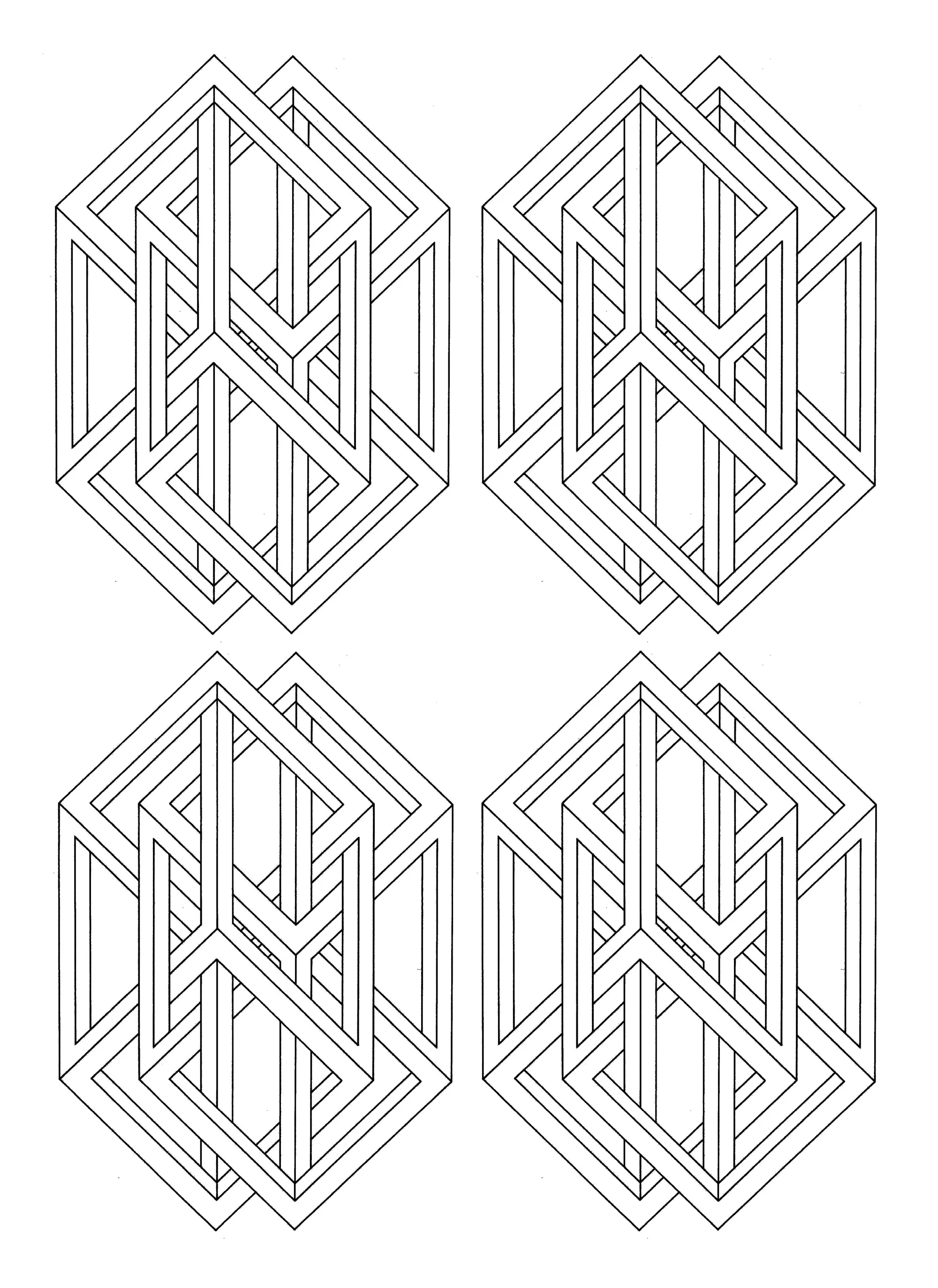 Op art jean larcher - 6 (Printable Optical Illusions (Op Art) Coloring Page for adults)