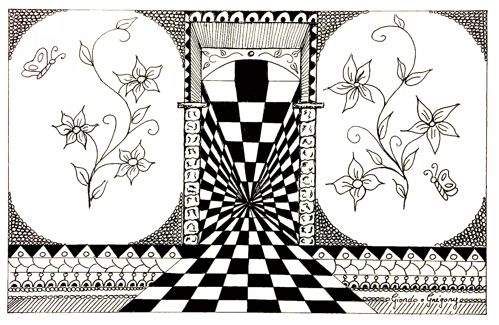 Op art greg - 2 (Printable Optical Illusions (Op Art) Coloring Page for adults)