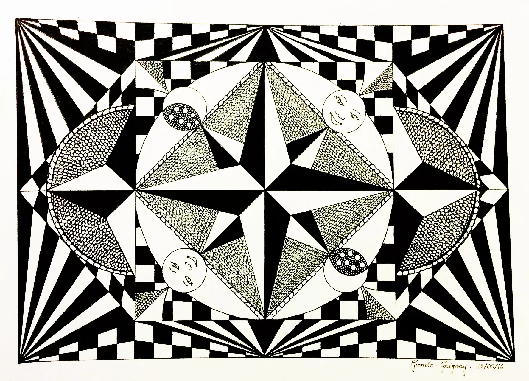 Op art greg (Printable Optical Illusions (Op Art) Coloring Page for adults)