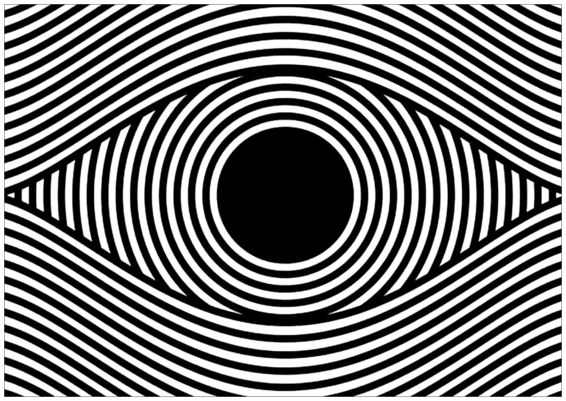 Op art eye landscape format (Printable Optical Illusions (Op Art) Coloring Page for adults)