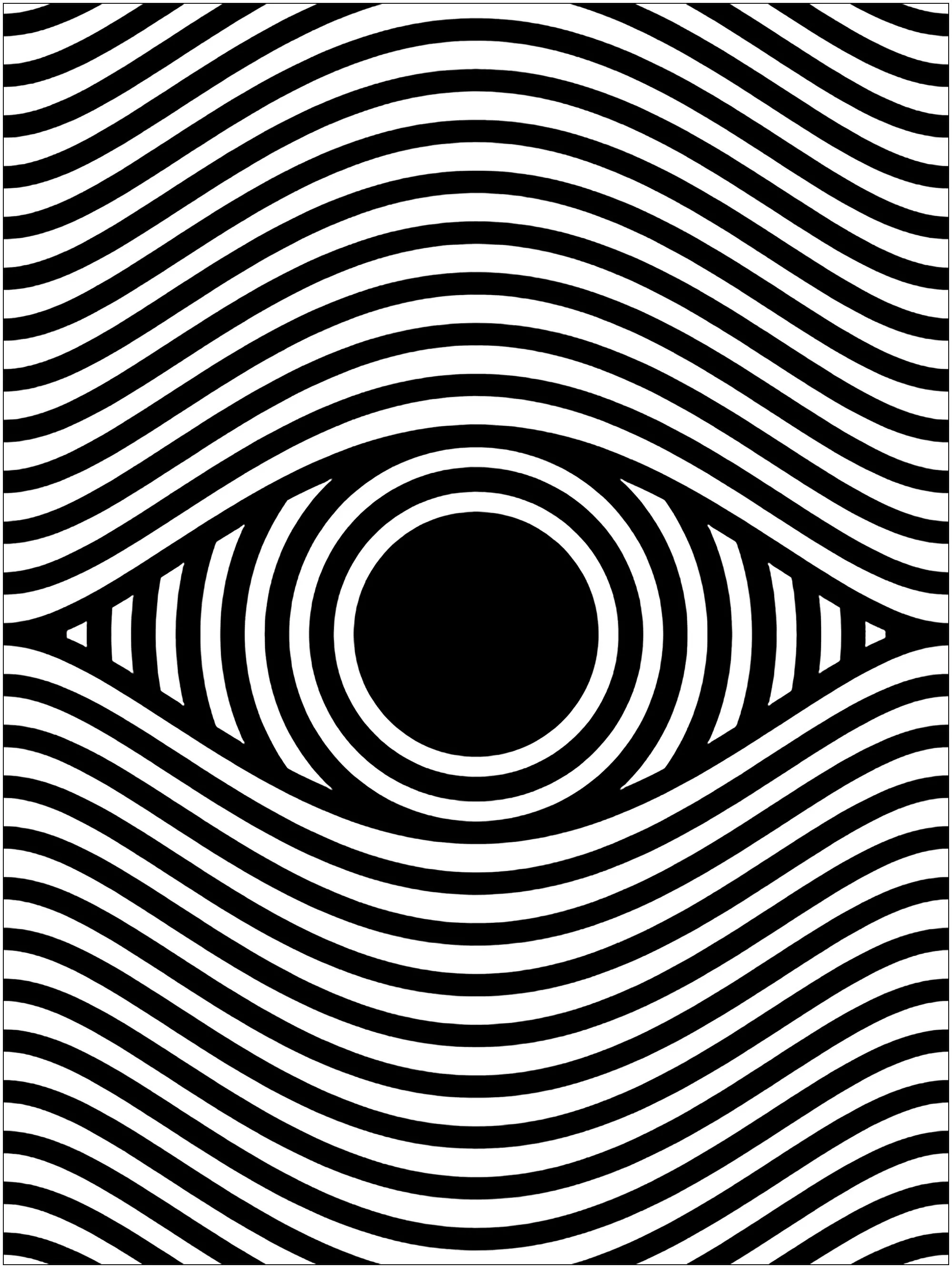 Op art eye portrait format (Printable Optical Illusions (Op Art) Coloring Page for adults)