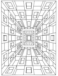 Impression of depth (Optical Illusions (Op Art) Coloring Page)