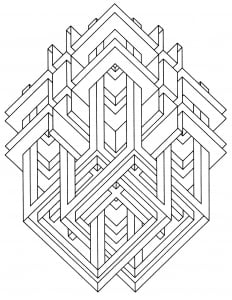 Op Art drawing by Jean Larcher - 2 (Optical Illusions (Op Art) Coloring Page)