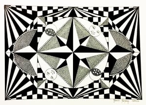 With this optical illusion, we lose the north (Optical Illusions (Op Art) Coloring Page)