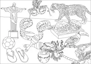 Various animals and symbols of Brazil