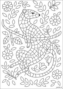 Funny animal on a branch (Other animals Coloring Page)